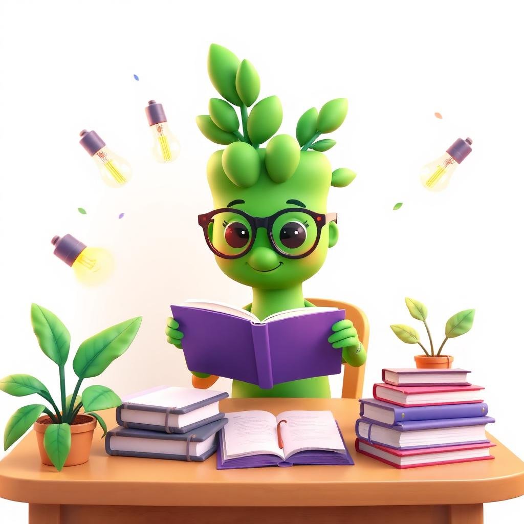 Busistree mascot reading a journal